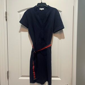 Anatomie Navy Dress with Red Accent Polo Shirt Dress Nautical Travel Wear XS